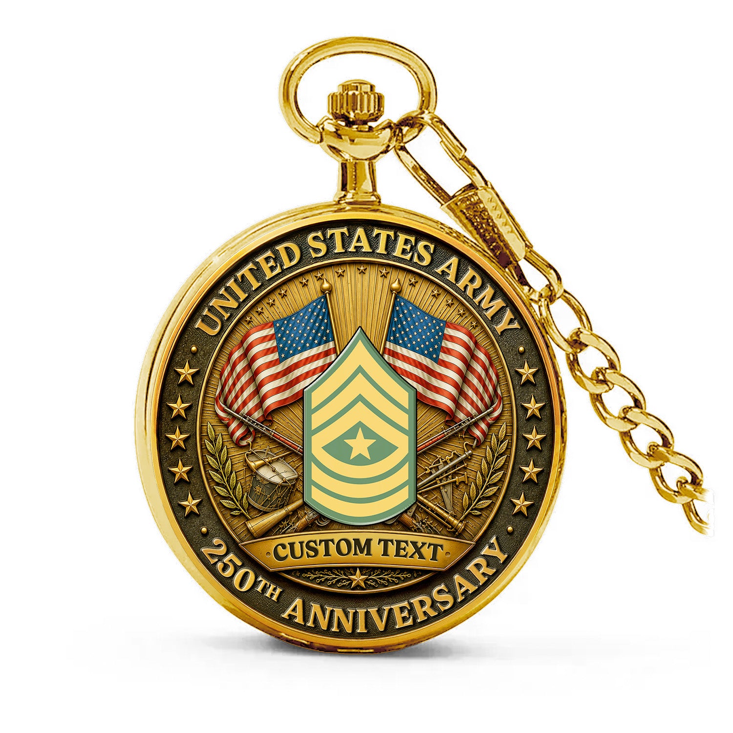 Army Rank Name Pocket Watch 250th Anniversary Collectible