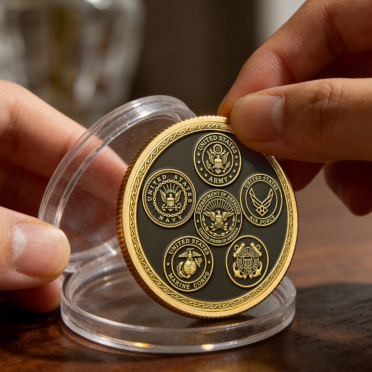 Personalized Navy Service Rank 3D Challenge Coin Keepsake