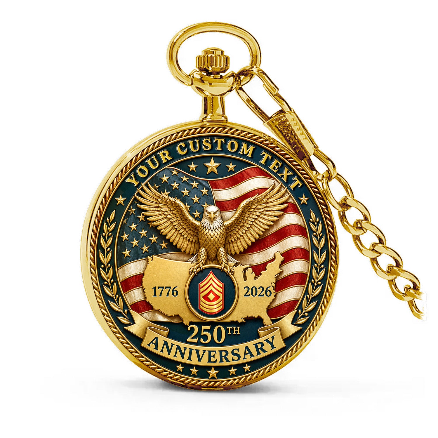 USMC Veteran Pocket Watch Custom Rank and Name