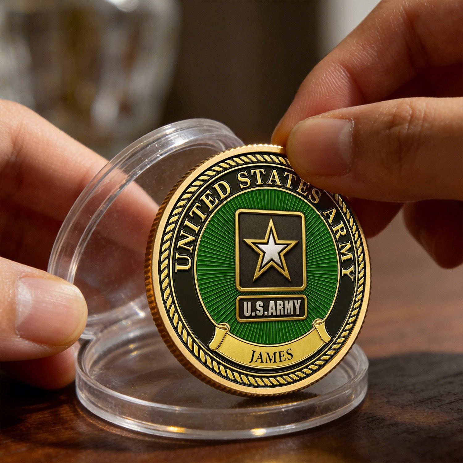 Custom Army Challenge Coin Personalized Rank Name Gift