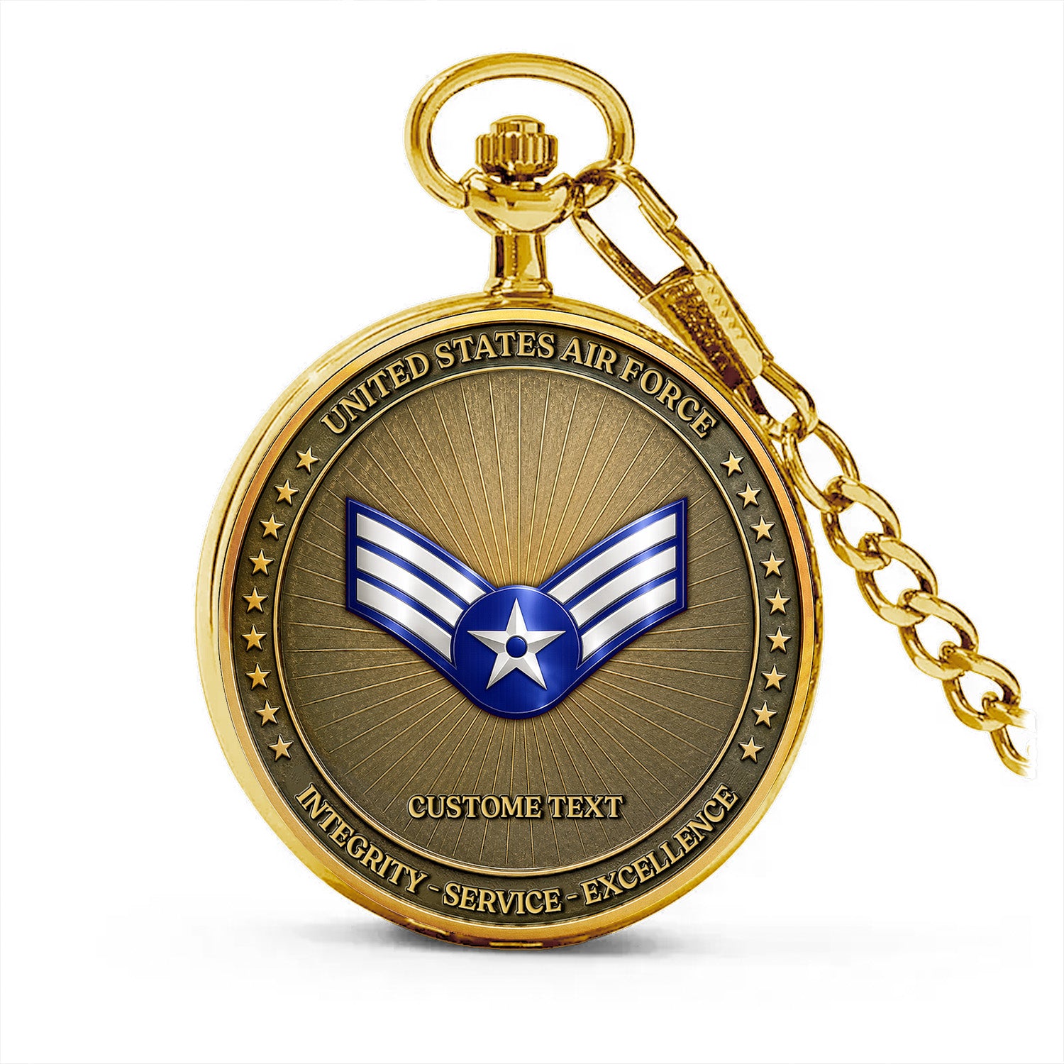 Custom US Air Force Pocket Watch Personalized Veteran Gift
