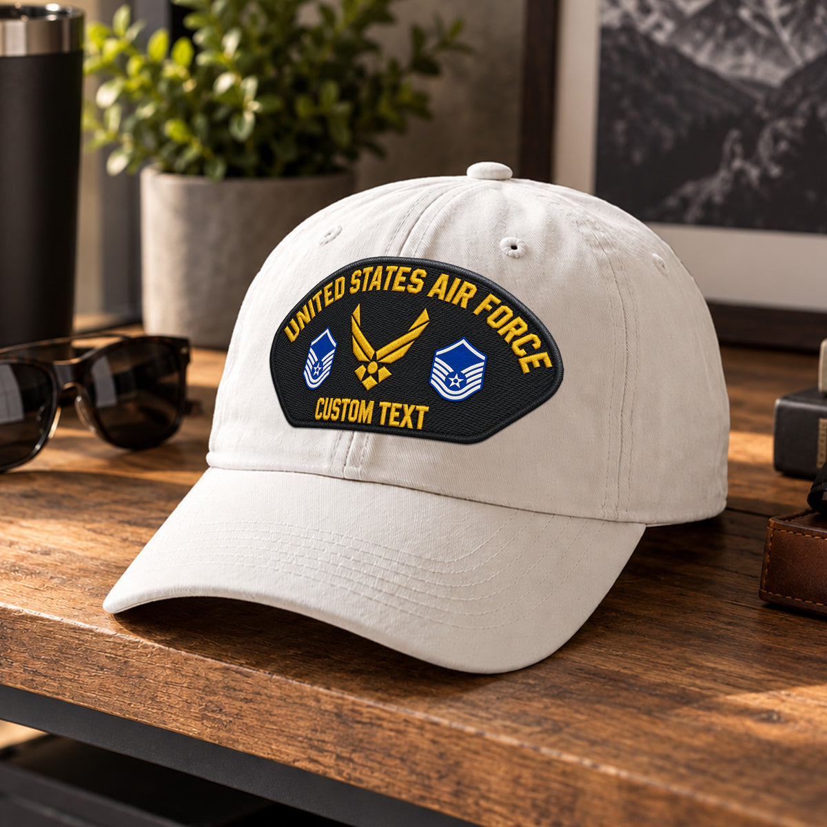 Custom U.S. Air Force Washed Cap Personalized Military Rank and Text
