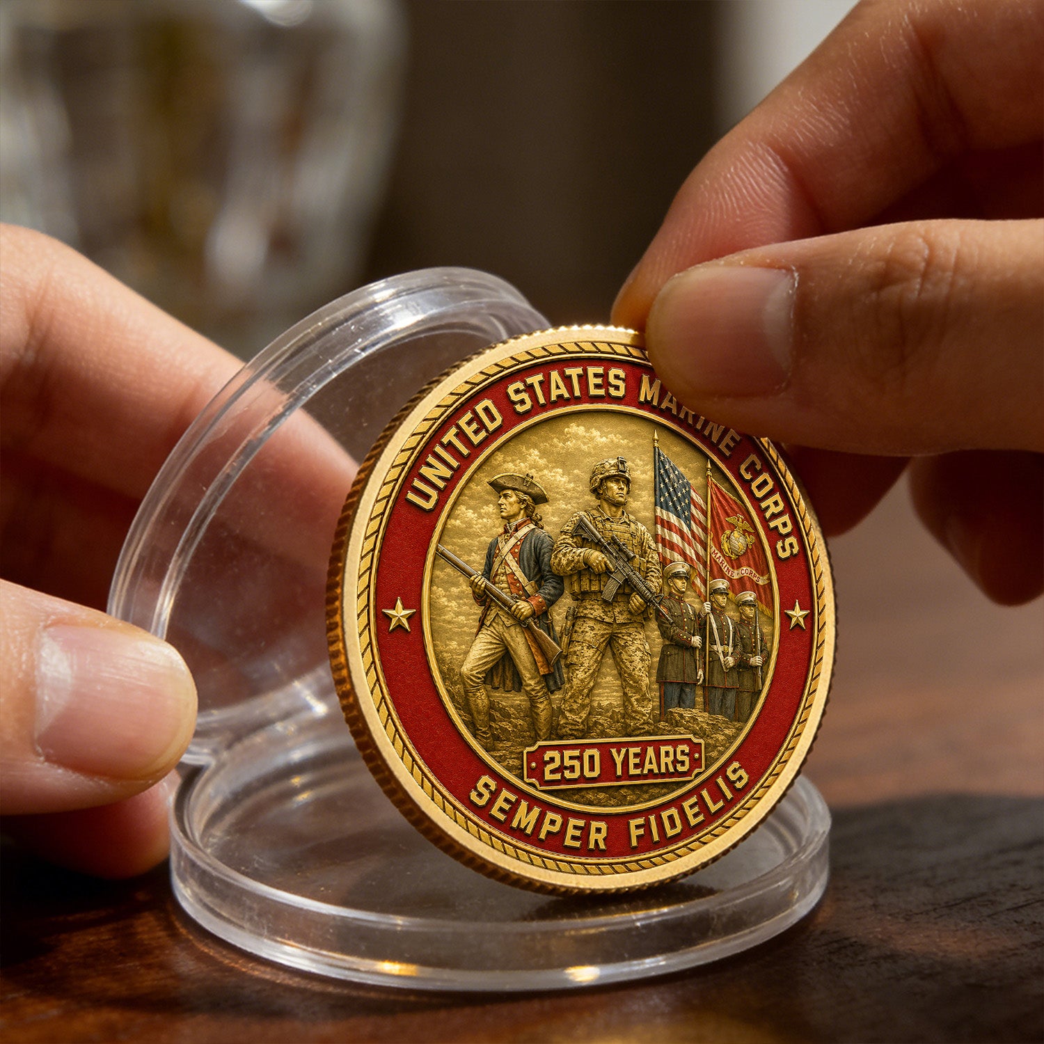 Custom USMC Veteran Photo Rank 3D Challenge Coin Gift
