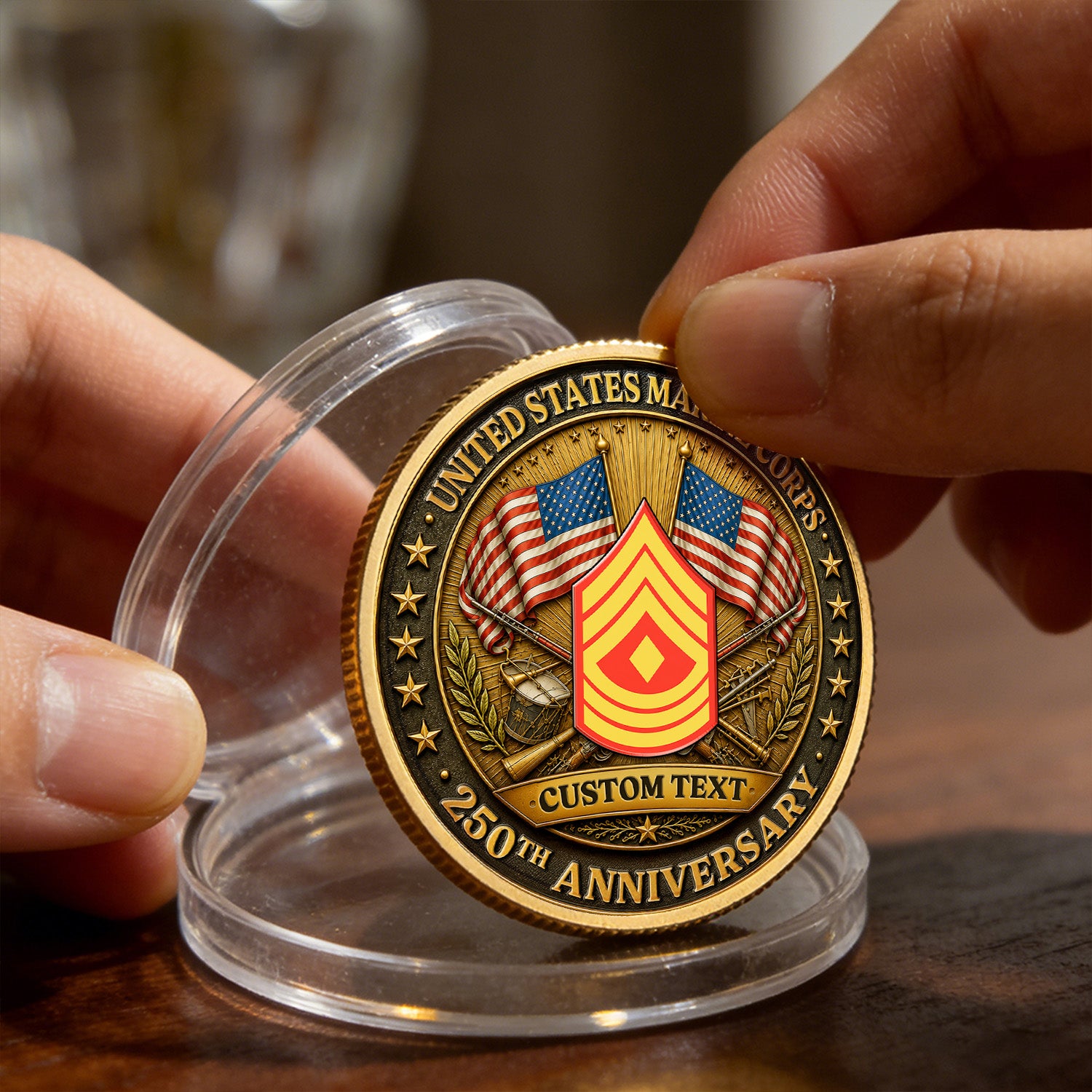 Personalized U.S. MARlNES 250th Anniversary Soldier Challenge Coin