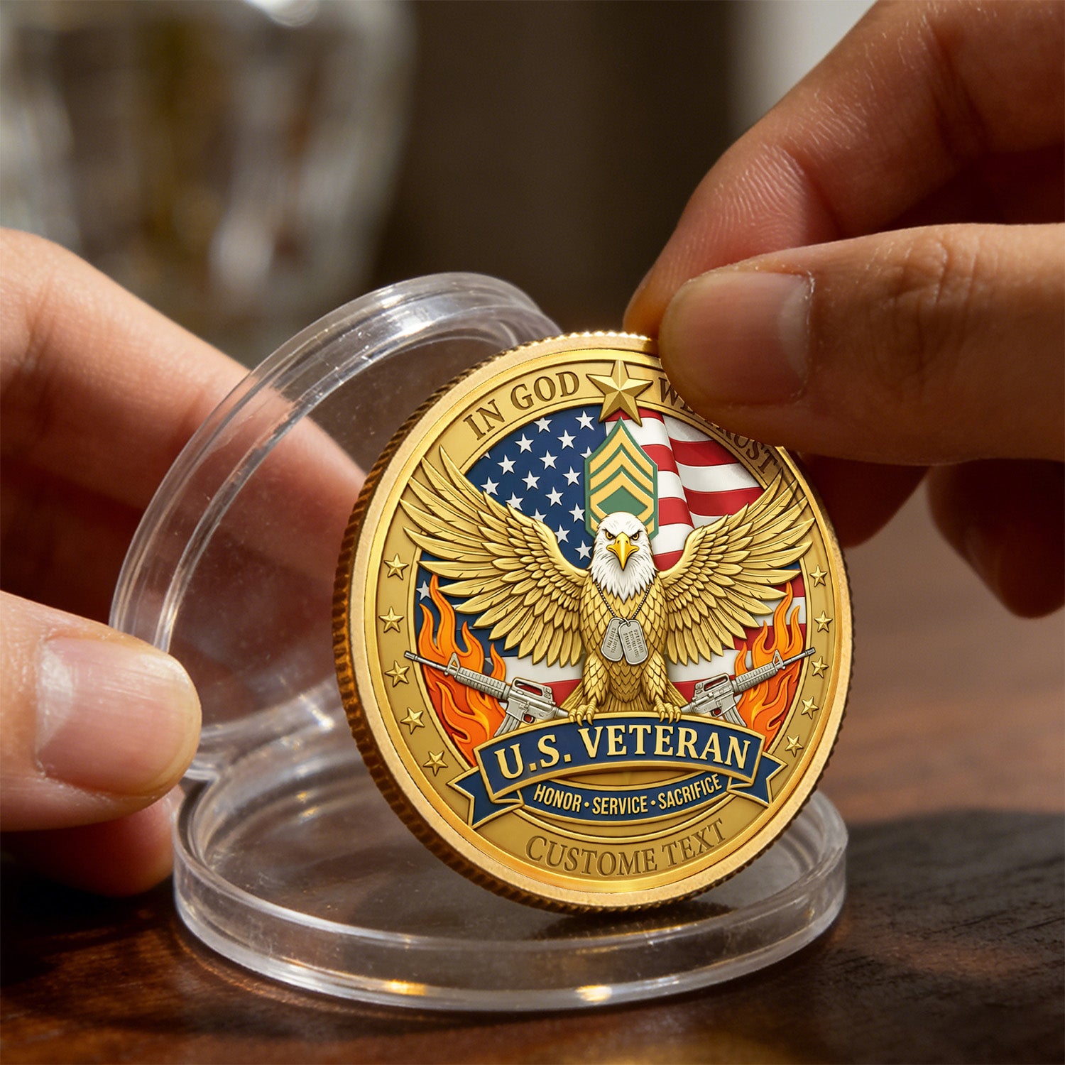 Personalized U.S. Army Veteran Eagle Challenge Coin