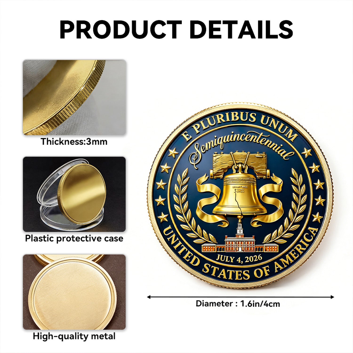 USA 250 Anniversary Coin Custom Name Rank US Navy Patriotic Gift