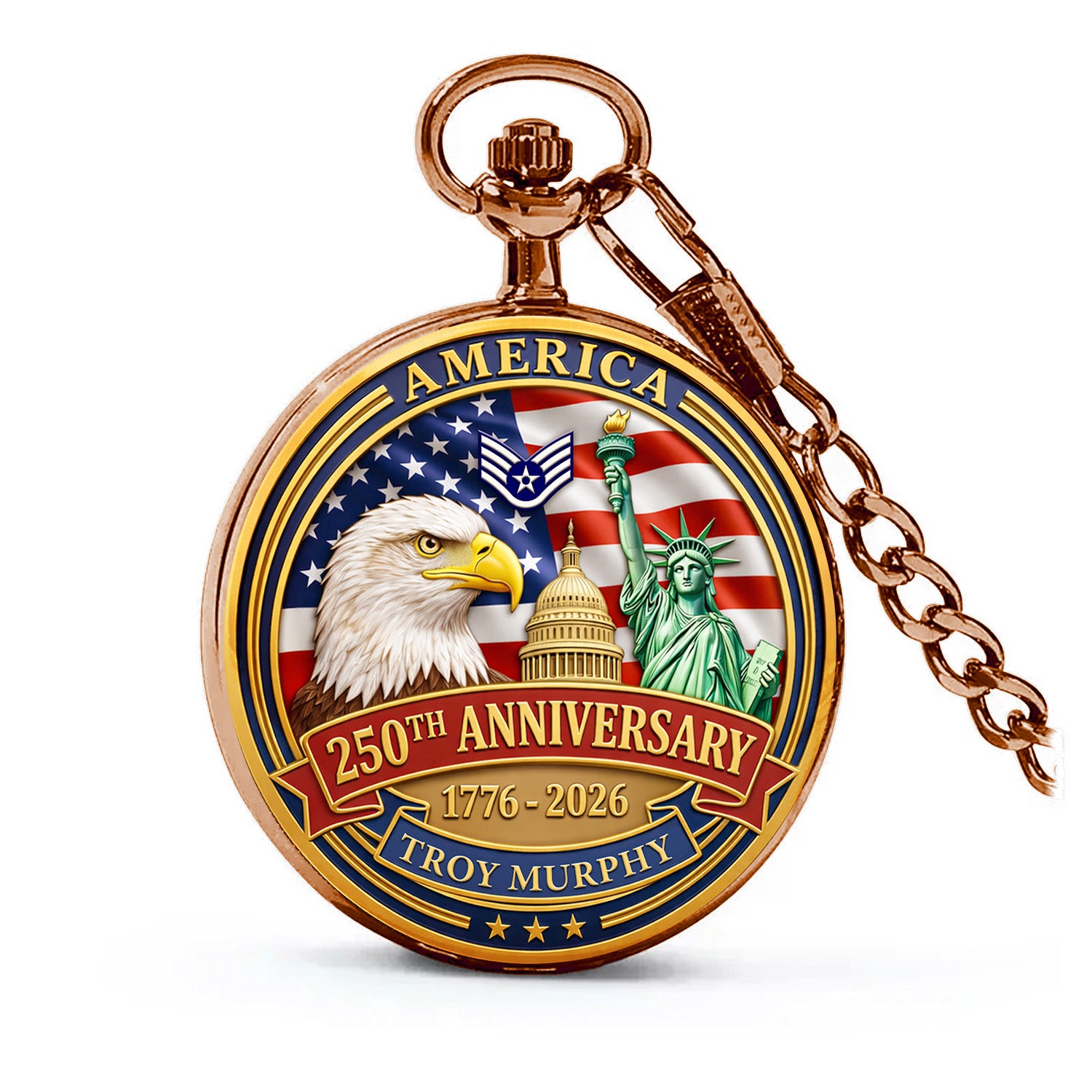 US Air Force Pocket Watch Custom Text Military Gift