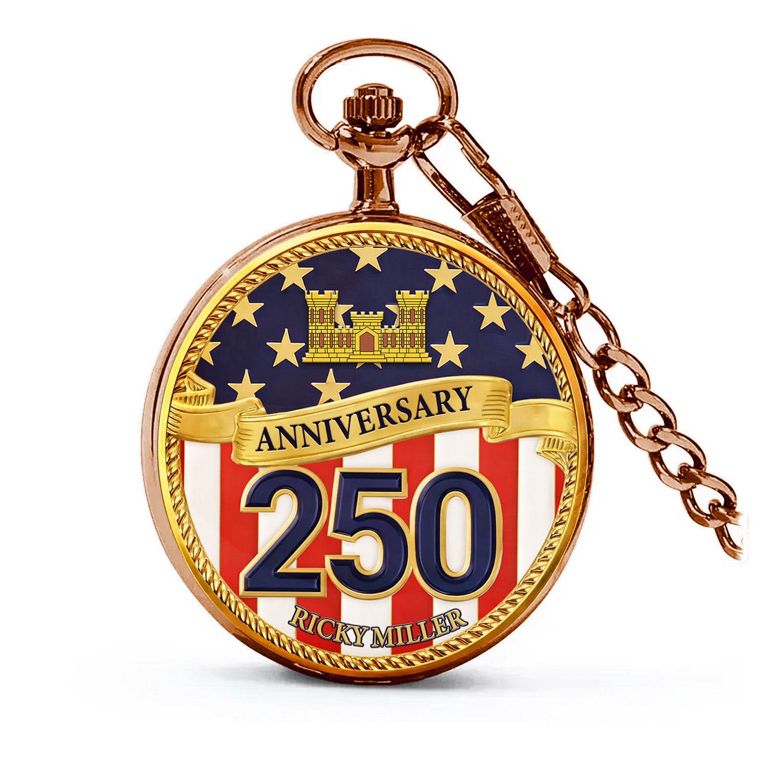 Army Veteran Pocket Watch Custom Rank Name Gift for Him