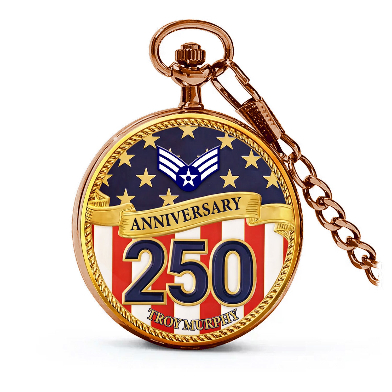 Air Force Veteran Pocket Watch Personalized Name Rank