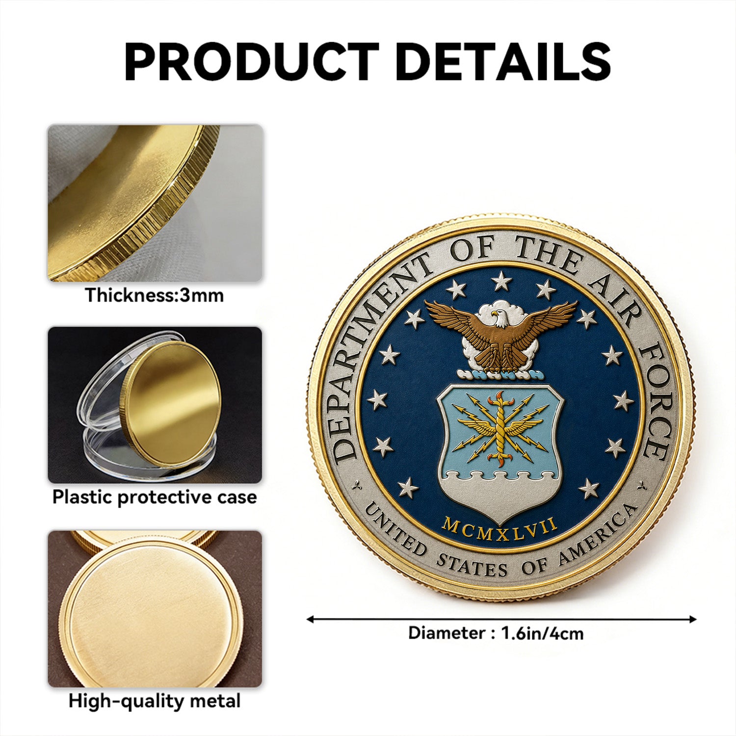 Personalized U.S. Air Force Rank Challenge Coin – Custom Veteran Tribute
