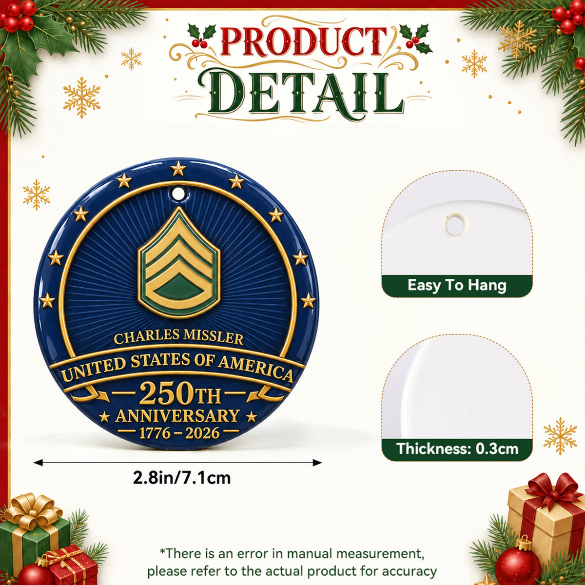 Personalized Marine Corps Ceramic Ornament Custom Rank and Text Gift