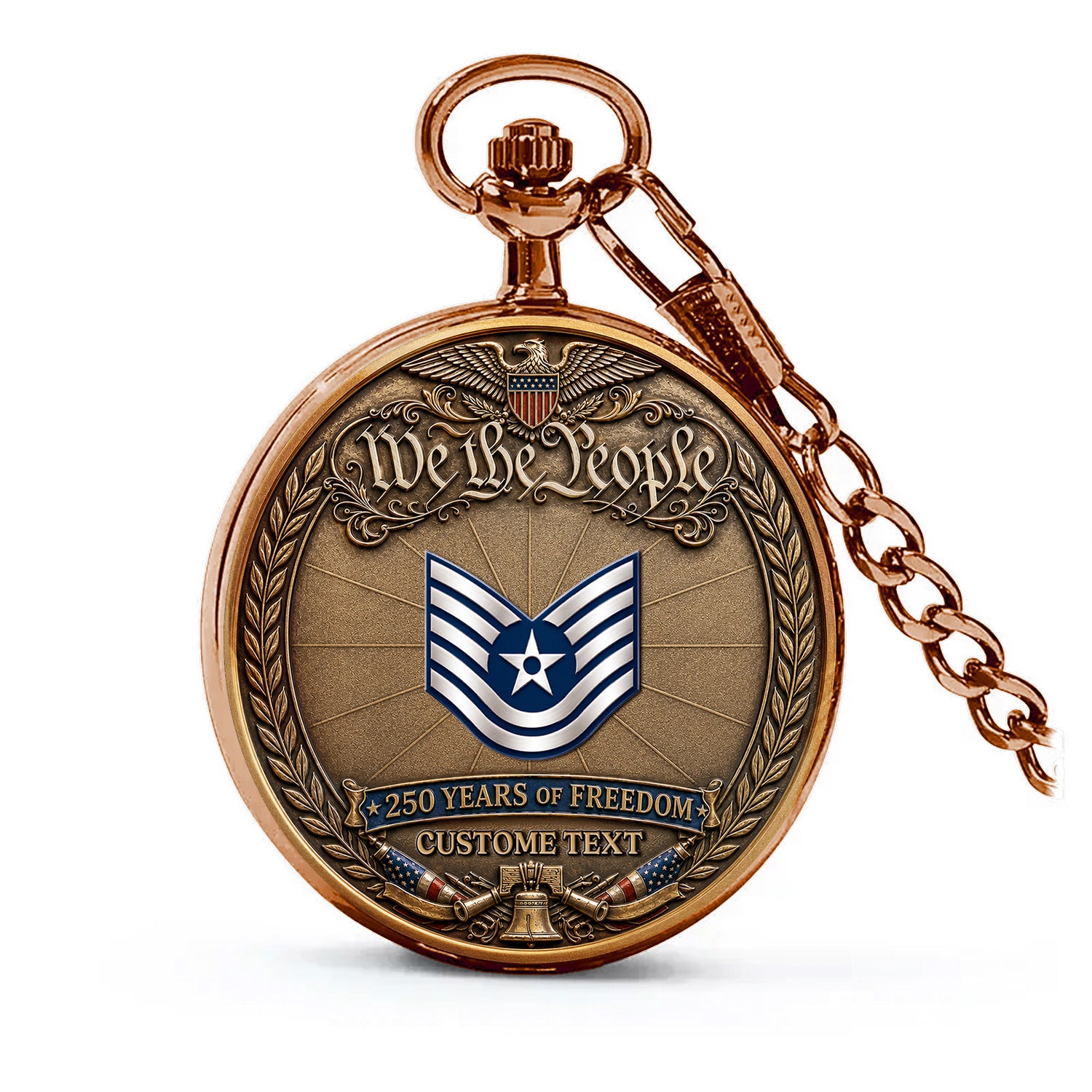 US Air Force 250 Years Pocket Watch Custom Name Rank Gift