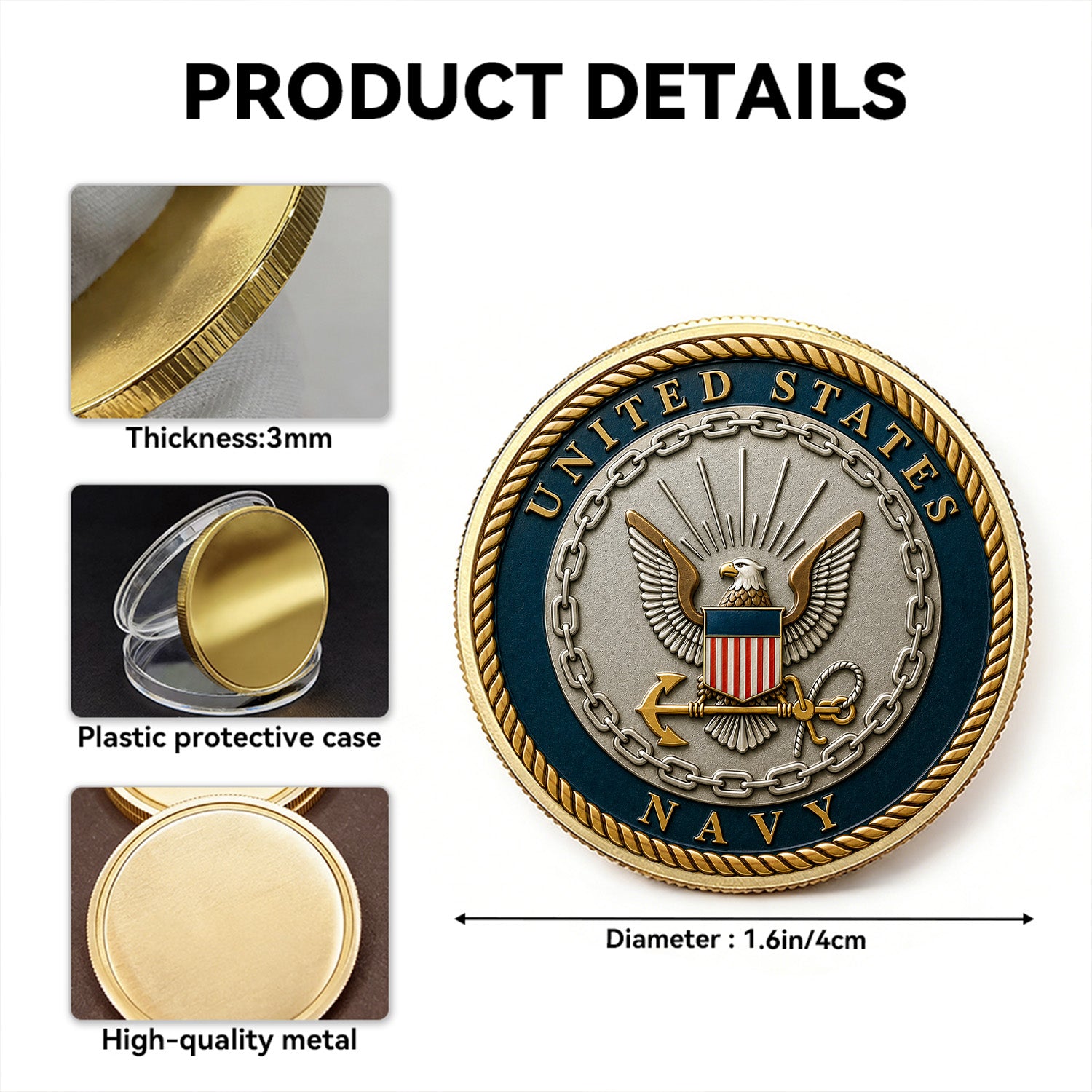Personalized U.S. Navy Rank Challenge Coin – Custom Veteran Tribute