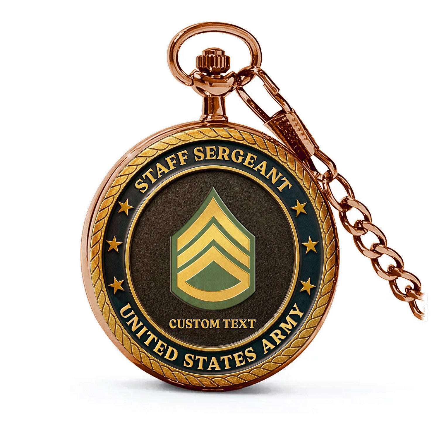 Army 250 Years Custom Text Pocket Watch Military Gift