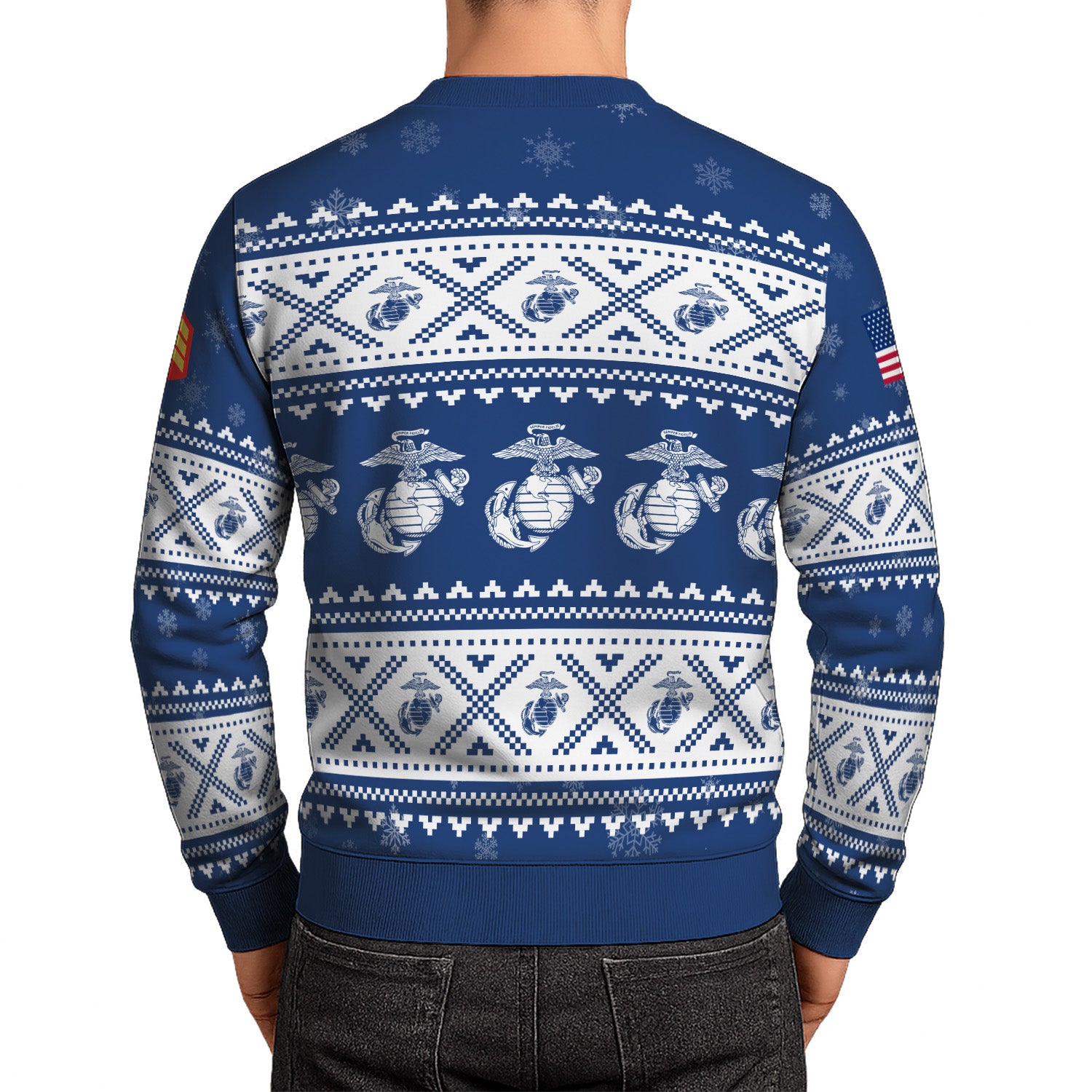 Custom Ranks USMC Ugly Christmas Sweater for Women Men KRUST05