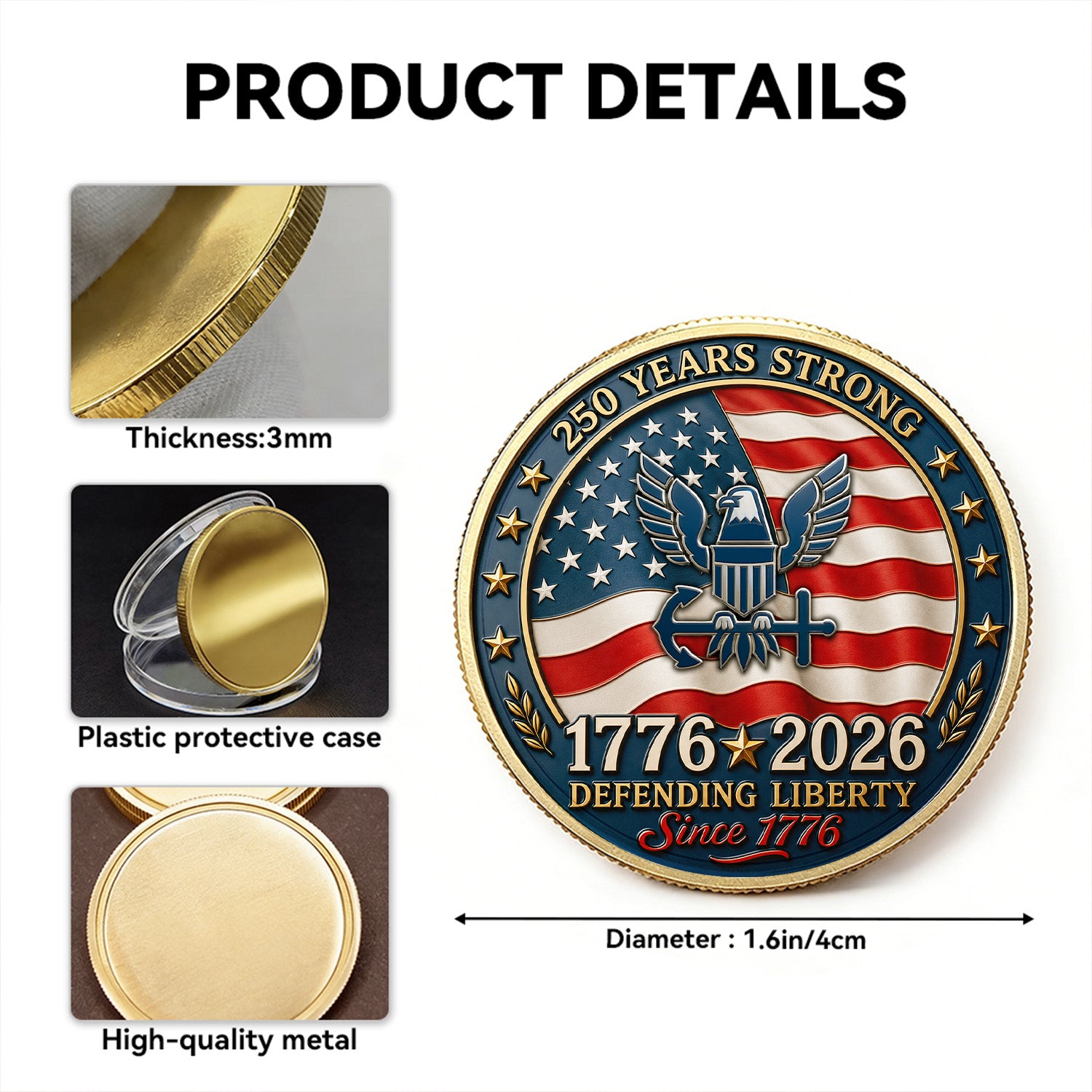 Custom U.S. Navy Veteran Coin with Photo – Personalized Military Keepsake
