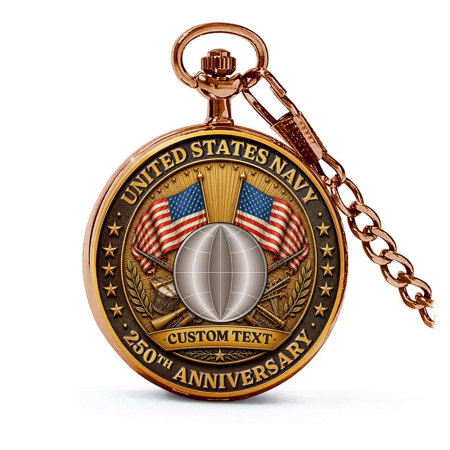 Personalized Navy Chief Pocket Watch 250th Anniversary Gift