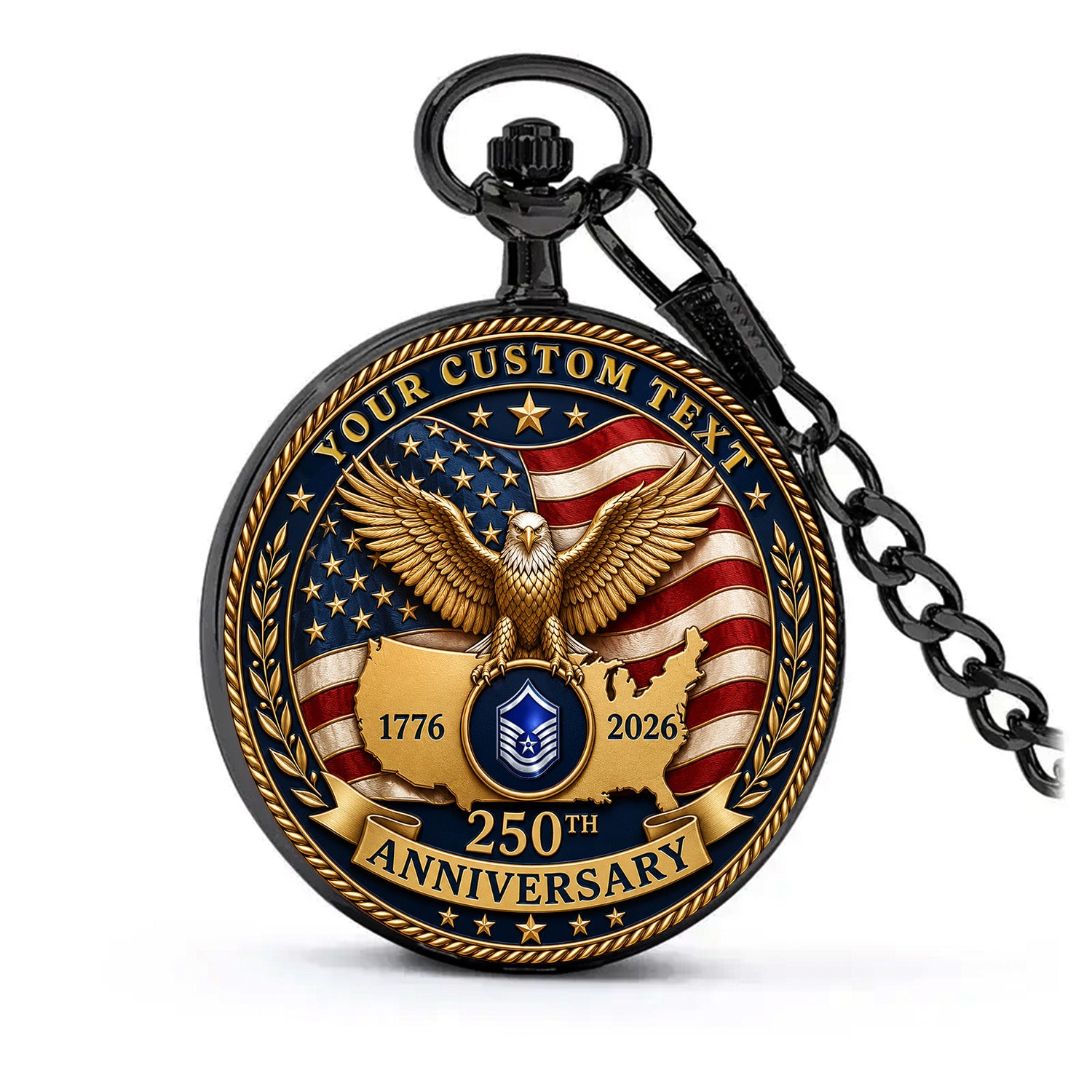 US Air Force Veteran Pocket Watch Custom Rank and Name