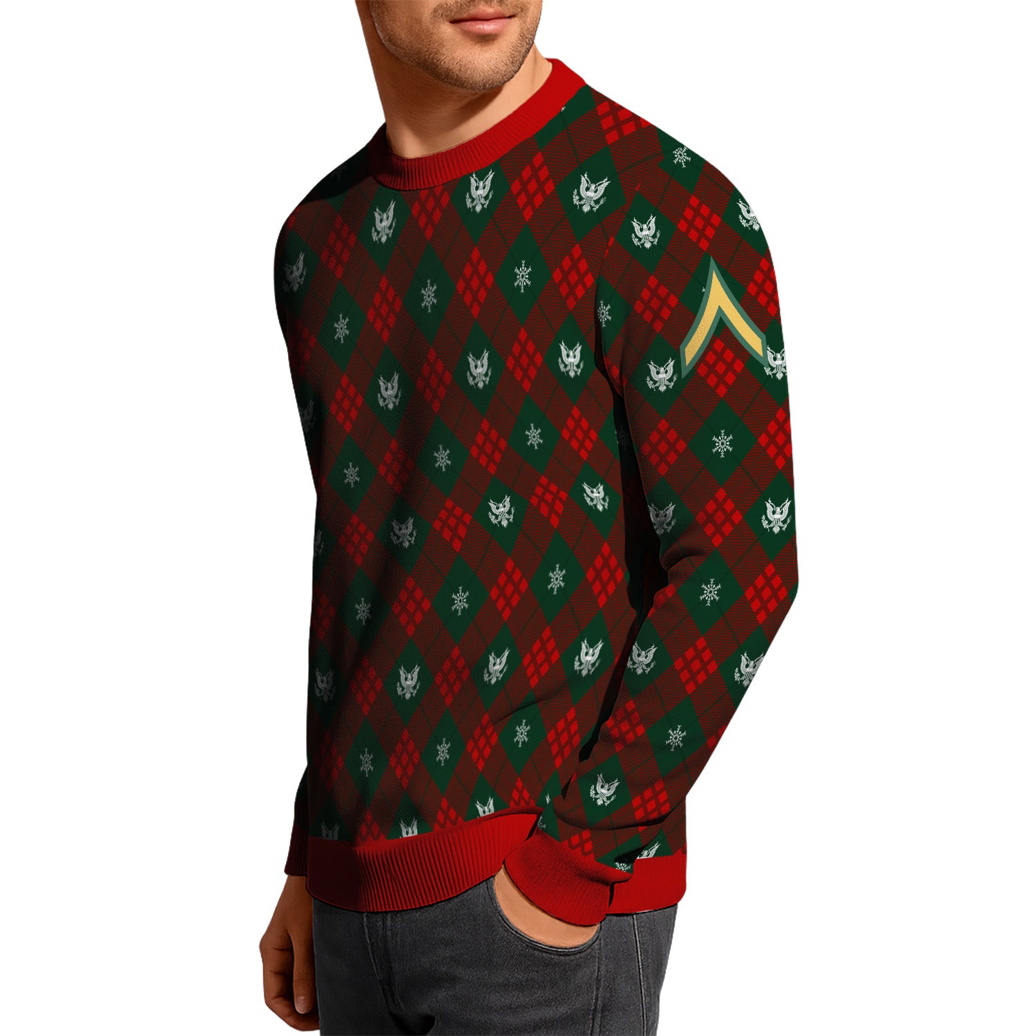 Custom Ranks US Army Ugly Christmas Sweater for Women Men KRUST08