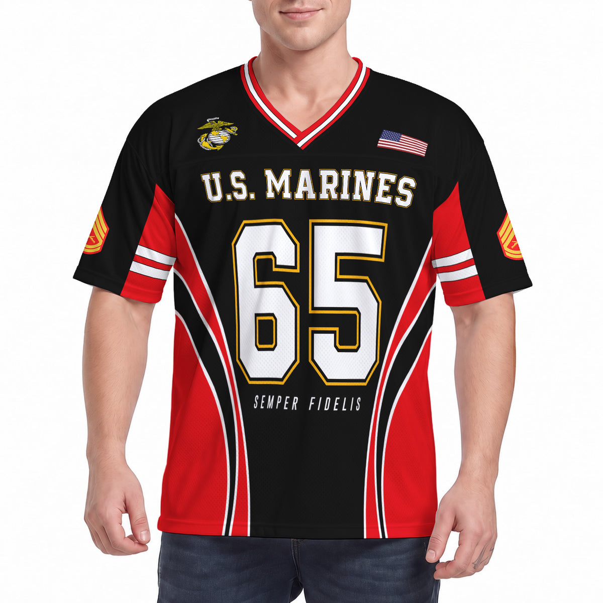 Personalized USMC Jersey Custom Military Rank Jersey Number and Text