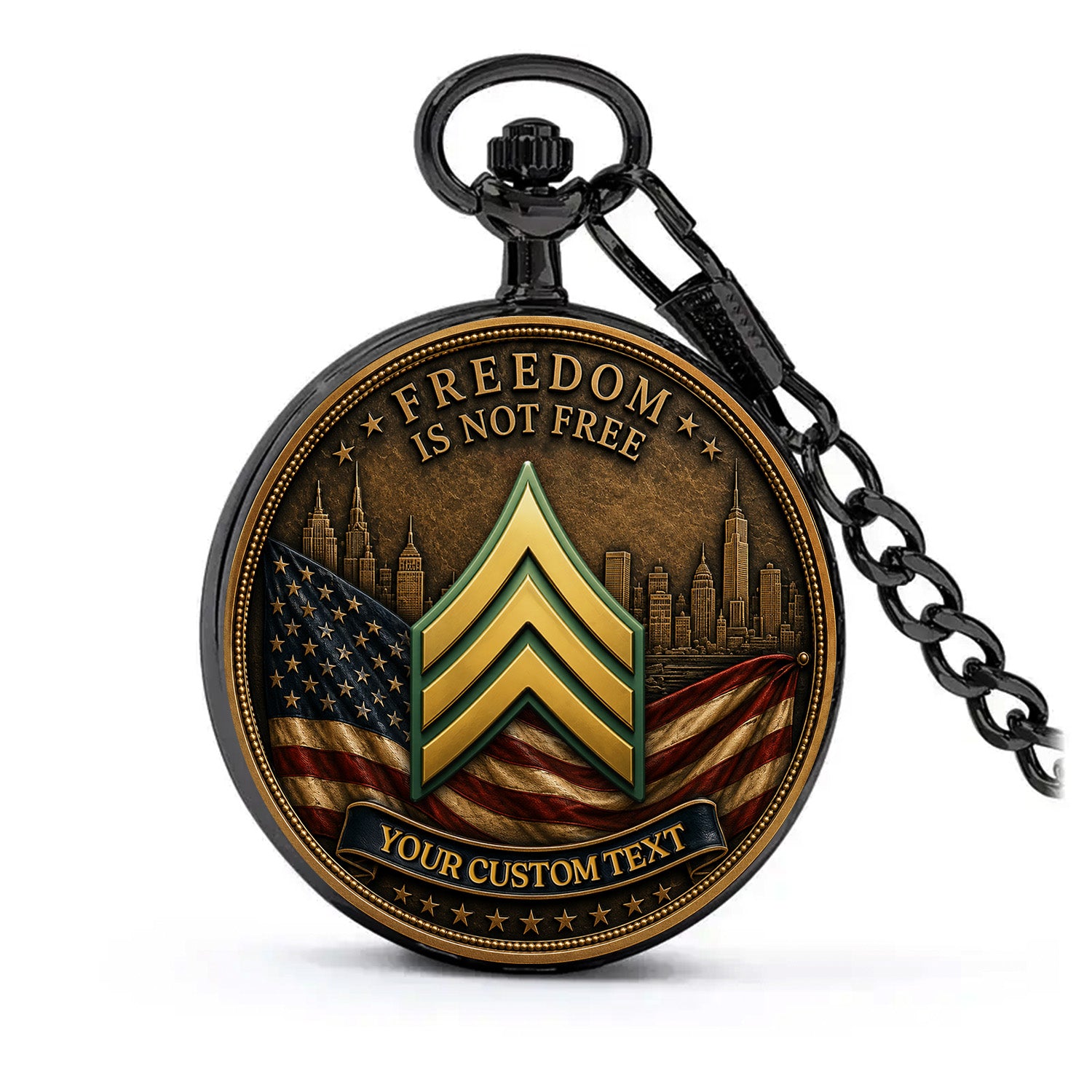Personalized Army Pocket Watch Custom Rank 250th Anniversary