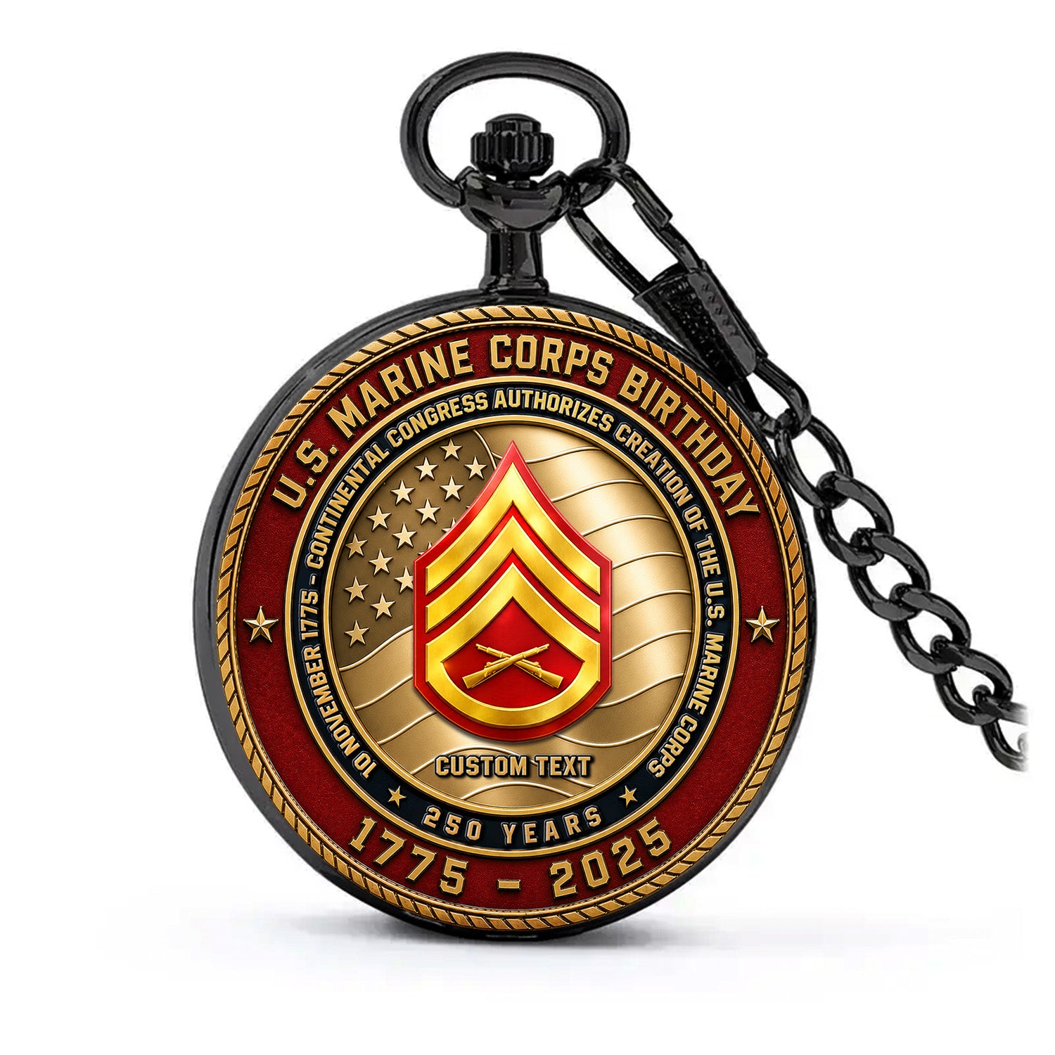 Personalized Marine Corps Pocket Watch 250th Anniversary Gift