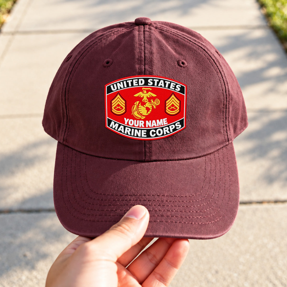 Personalized USMC Cotton Cap Custom Rank and Text