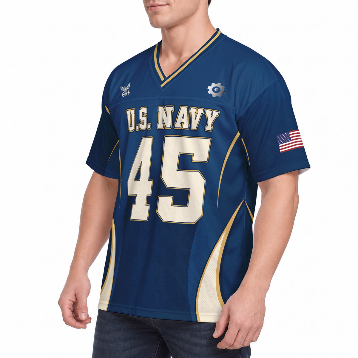 Personalized U.S. Navy Sports Jersey Custom Rank Text and Jersey Number