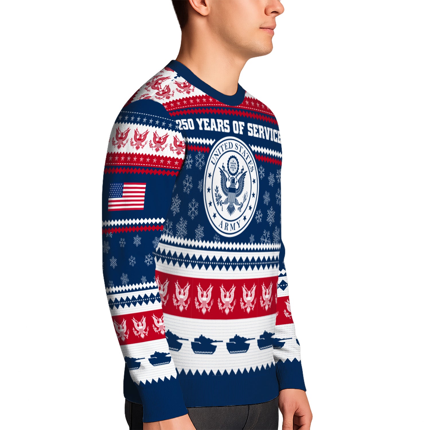 Custom Ranks US Army Ugly Christmas Sweater for Women Men KRUST03