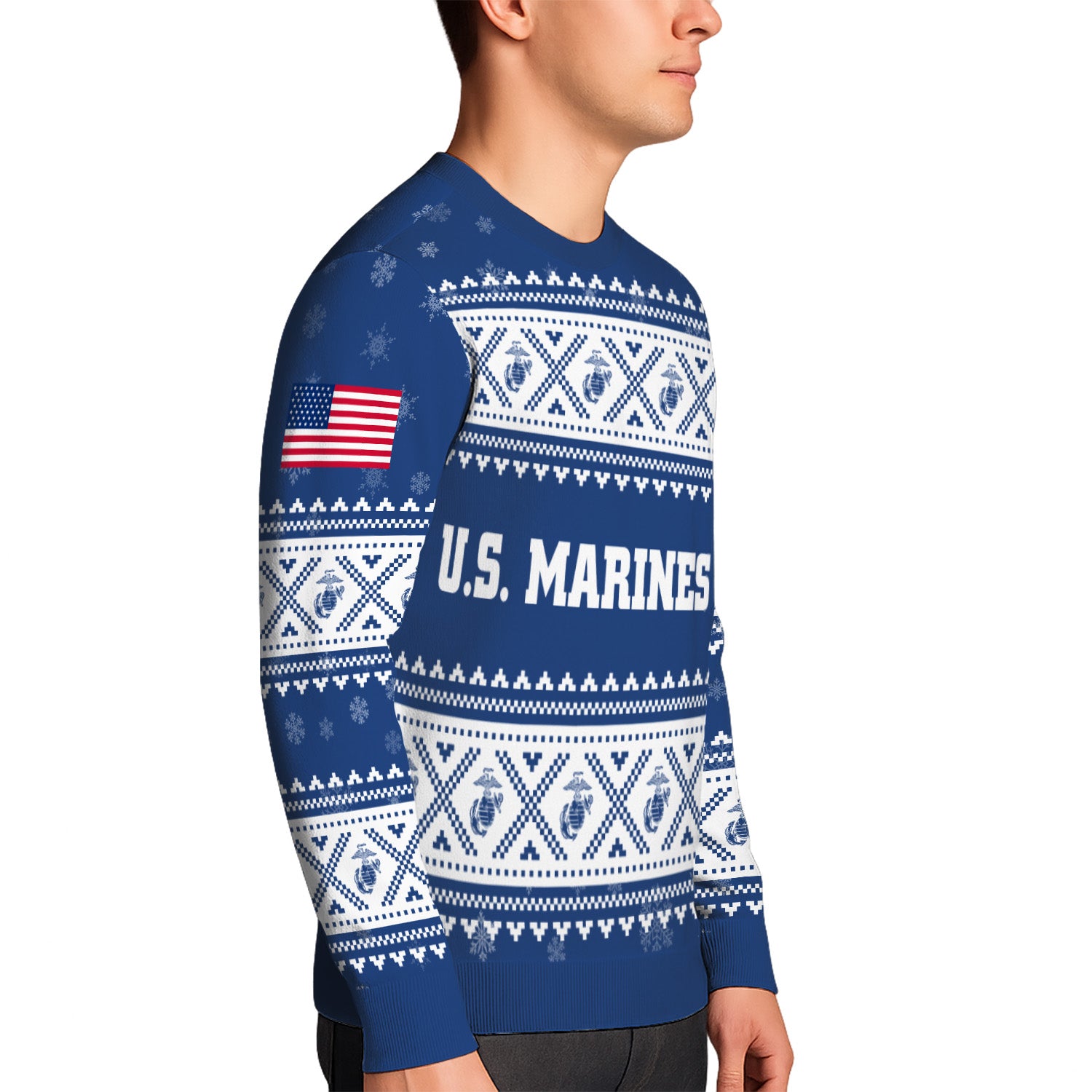 Custom Ranks USMC Ugly Christmas Sweater for Women Men KRUST05