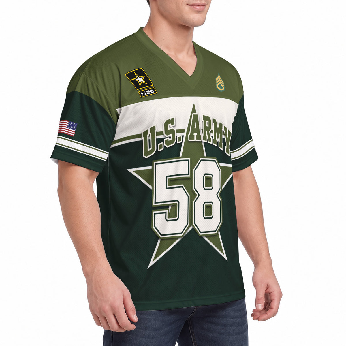 Custom Army Veteran Sports Jersey Personalized Rank and Custom Wording