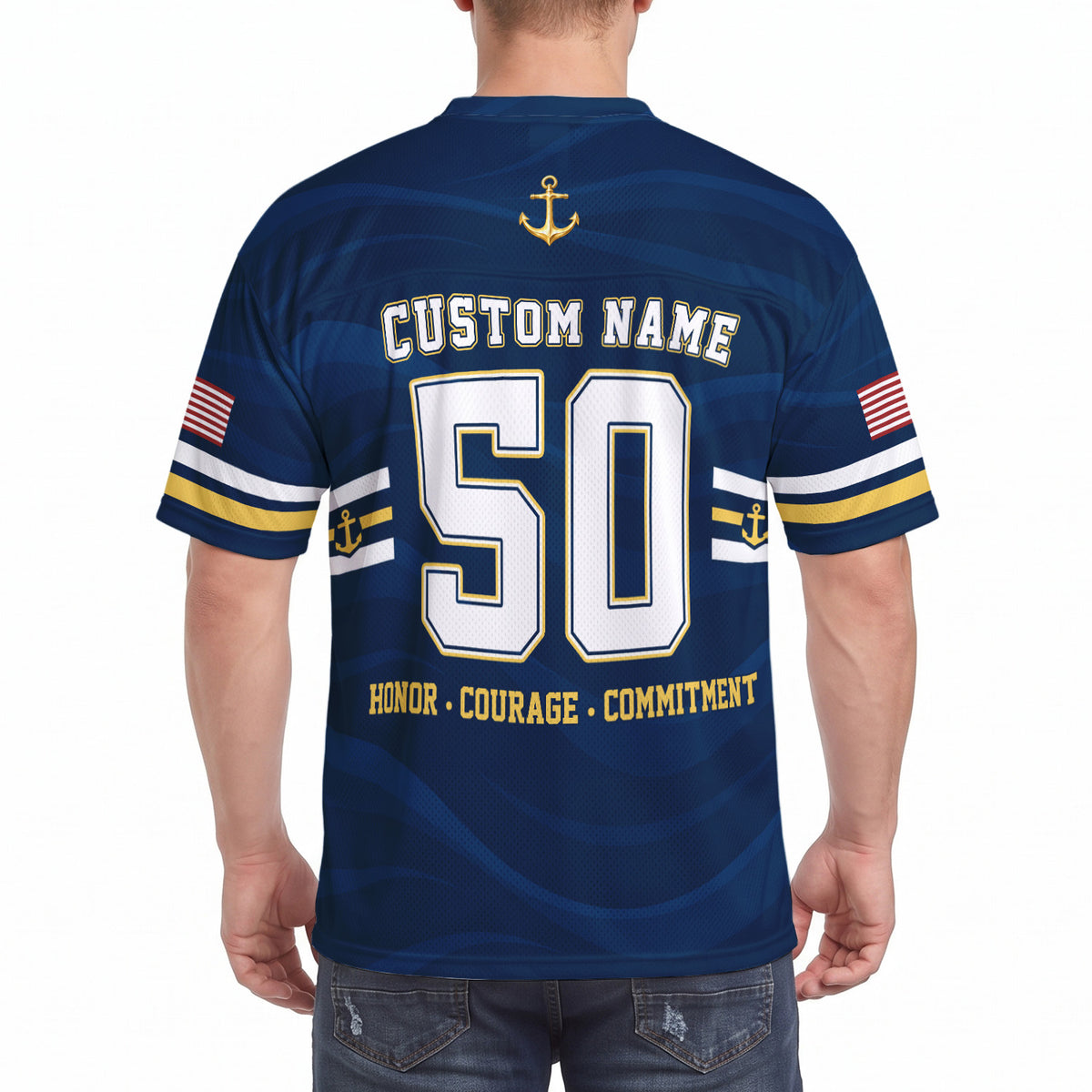 U.S. Navy Sports Jersey Custom Military Rank Text and Jersey Number