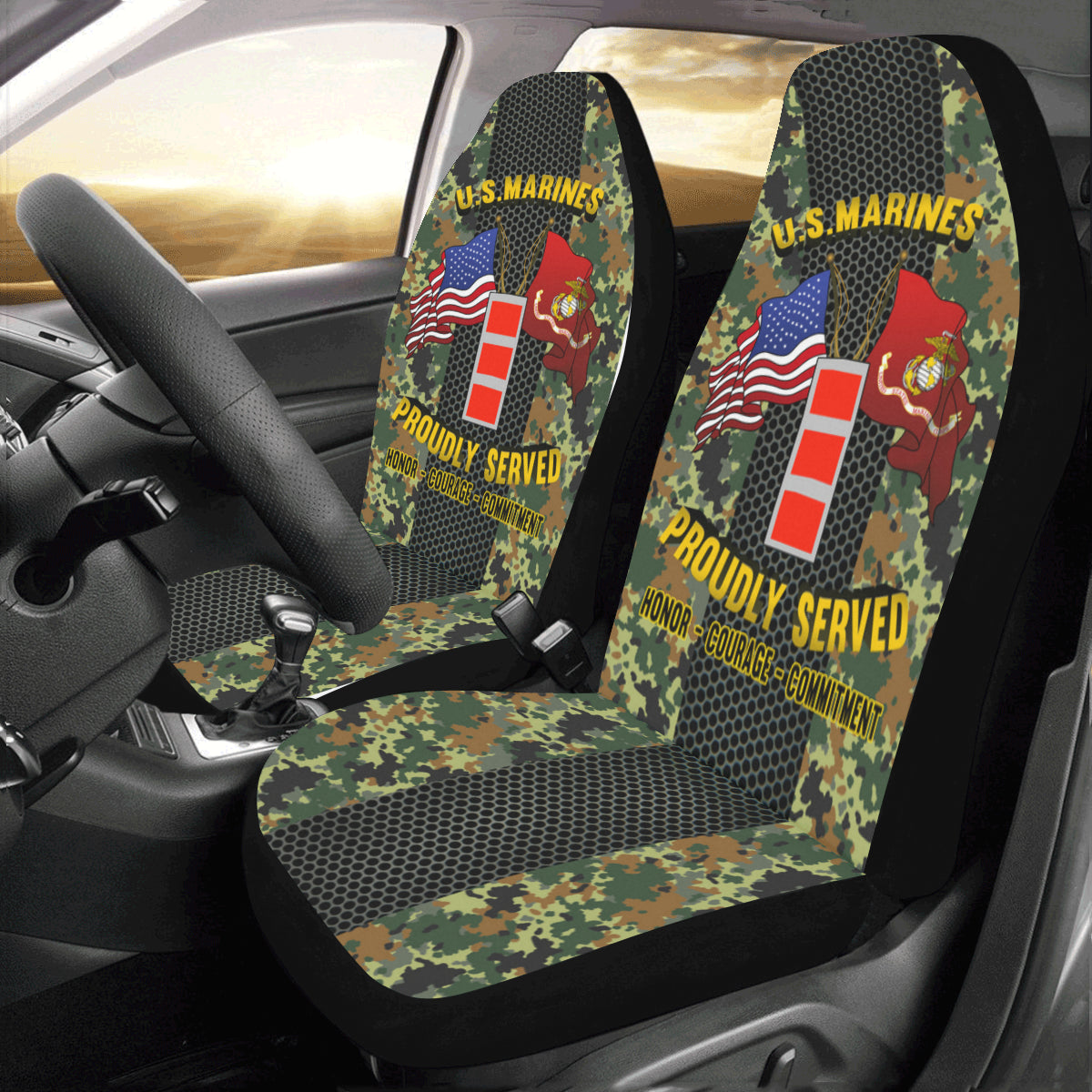 M.Corps W-4 Chief Warrant Officer 4 CW4 M.Corps CW4 Warrant Officer Car Seat Covers (Set of 2)-SeatCovers-USMC-Ranks-Veterans Nation