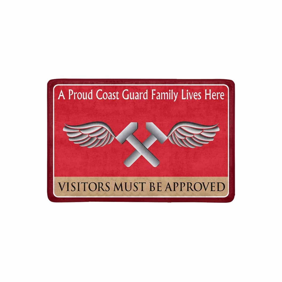 US Coast Guard Aviation Metalsmith AM Logo Family Doormat - Visitors must be approved (23.6 inches x 15.7 inches)-Doormat-USCG-Rate-Veterans Nation
