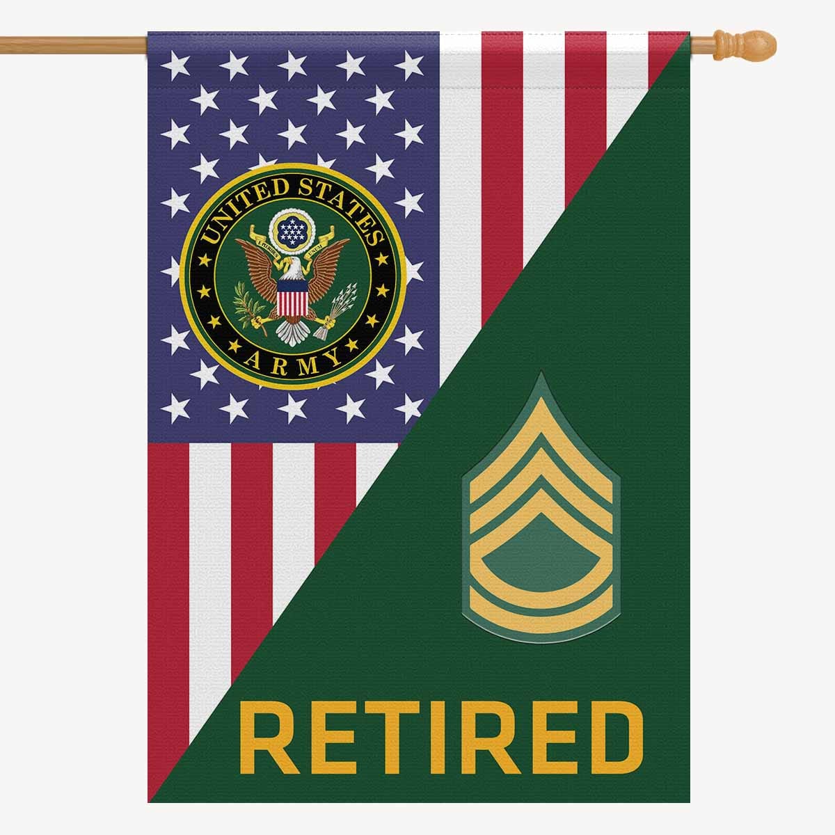 US Army E-7 Sergeant First Class E7 SFC Retired House Flag 28 Inch x 40 Inch 2-Side Printing-HouseFlag-Army-Ranks-Veterans Nation