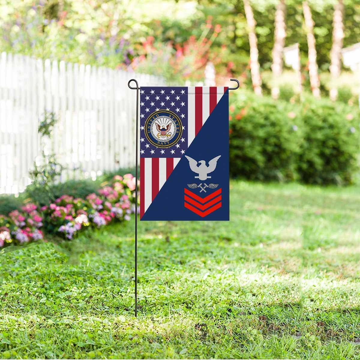 Navy Aviation Structural Mechanic Navy AM E-6 Red Stripe Garden Flag/Yard Flag 12 inches x 18 inches Twin-Side Printing-GDFlag-Navy-Rating-Veterans Nation