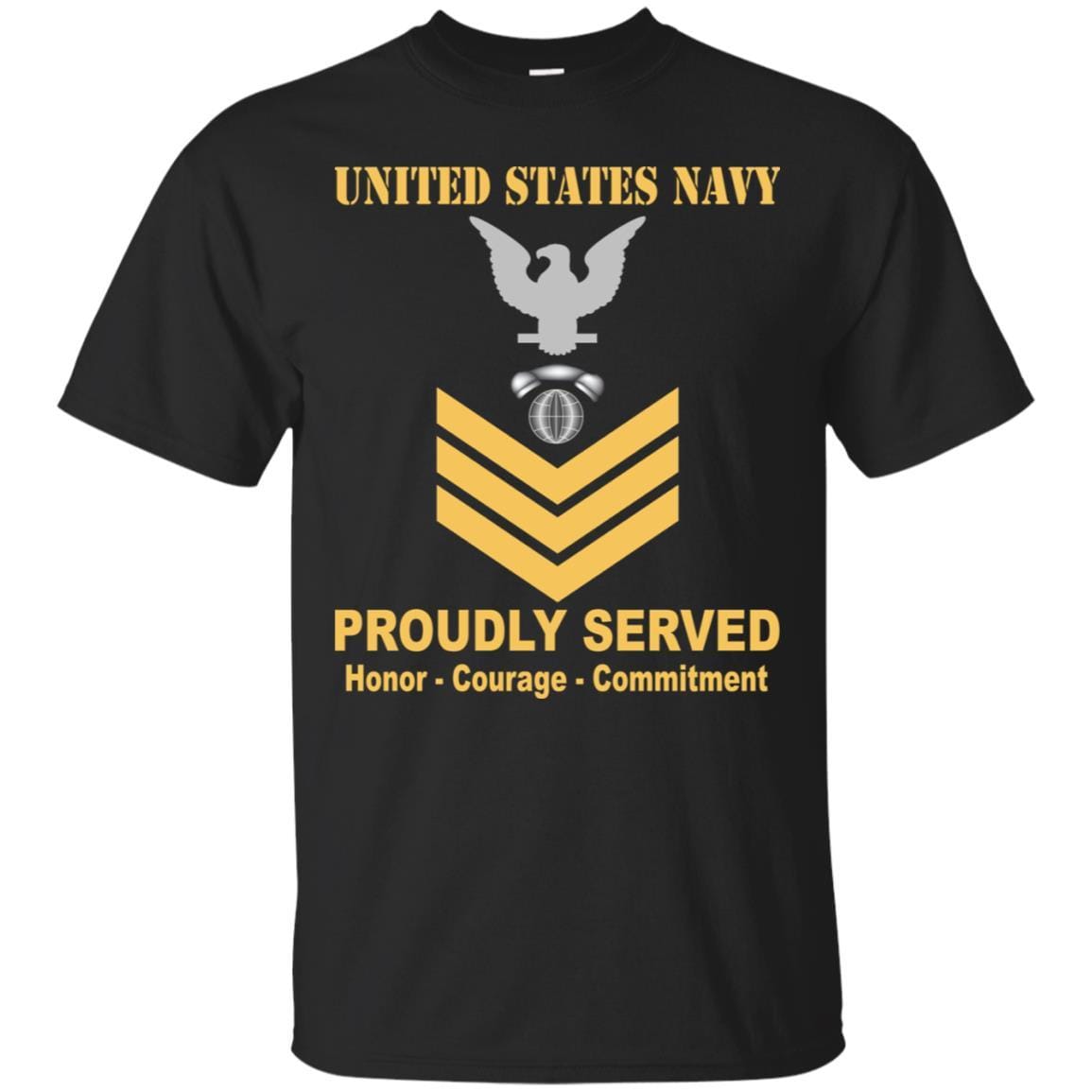 Navy Interior Communications Electrician Navy IC E-6 Rating Badges Proudly Served T-Shirt For Men On Front-TShirt-Navy-Veterans Nation