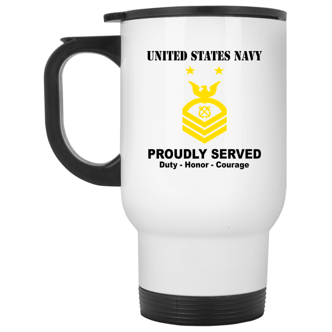 US Navy E-9 Master Chief Petty Officer E9 MCPO Senior Noncommissioned Officer Ranks T shirt White Coffee Mug - Stainless Travel Mug-Mug-Navy-Collar-Veterans Nation