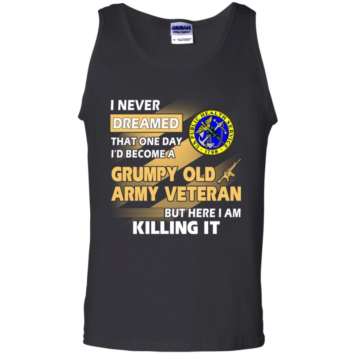 US Army T-Shirt "Public Health Service Grumpy Old Veteran" On Front-TShirt-Army-Veterans Nation