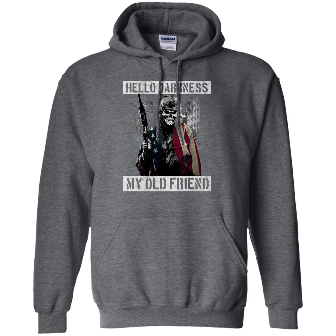 Military T-Shirt "Hello Darkness - My Old Friend Men On" Front-TShirt-General-Veterans Nation