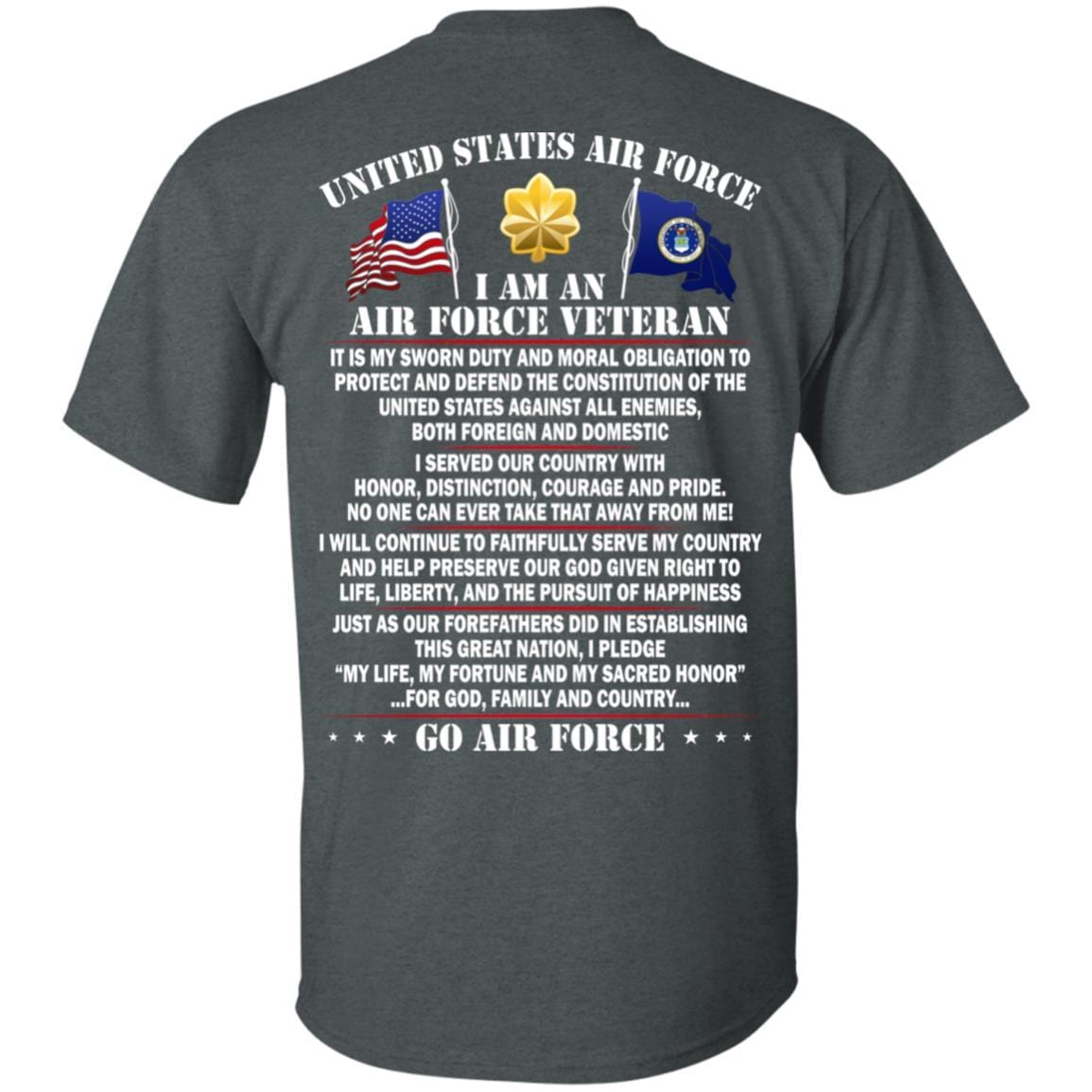 US Air Force O-4 Major Maj O4 Field Officer Ranks - Go Air Force T-Shirt On Back-TShirt-USAF-Veterans Nation