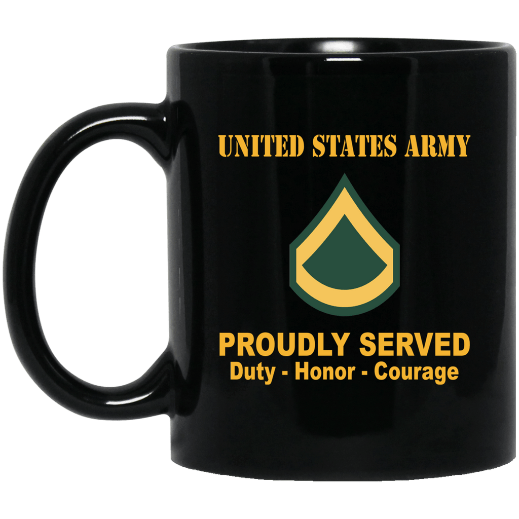 US Army E-3 PFC E3 Private First Class Ranks Proudly Served Black Mug Black Mug-Mug-Army-Ranks-Veterans Nation