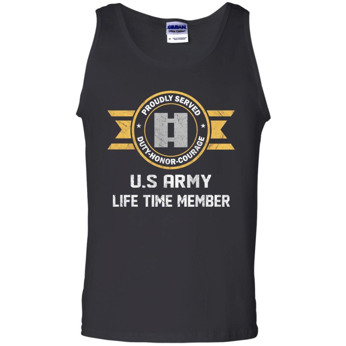 Life Time Member - US Army O-3 Captain O3 CPT Commissioned Officer Ranks Men T Shirt On Front-TShirt-Army-Veterans Nation