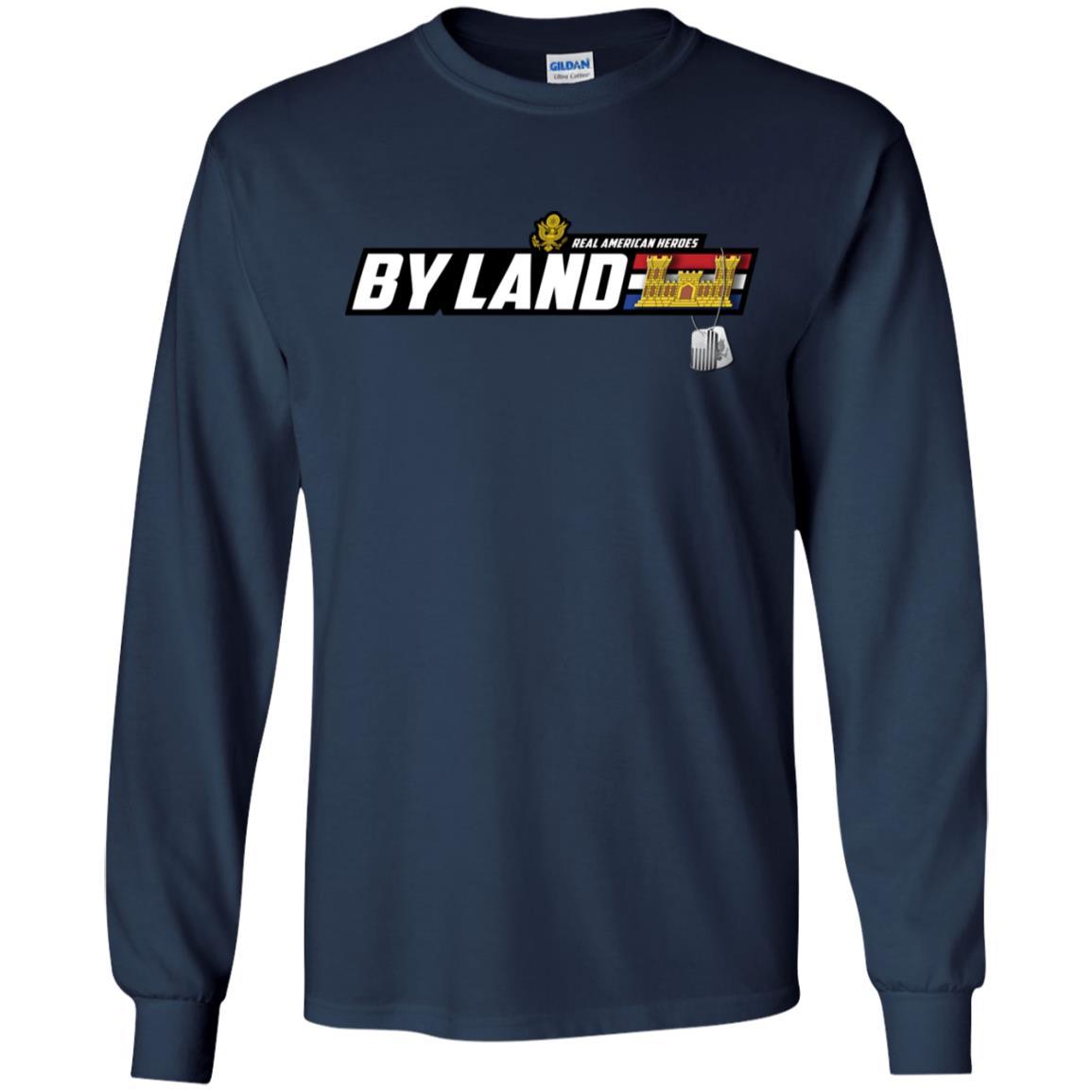 US Army T-Shirt "Corps of Engineers Real American Heroes By Land" On Front-TShirt-Army-Veterans Nation