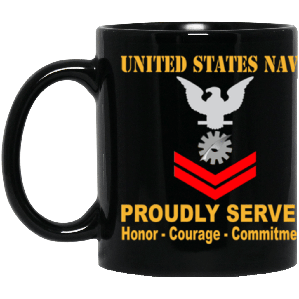 US Navy Data Processing Technician Navy DP E-5 Red Stripe 11 oz. Black Mug-Drinkware-Veterans Nation