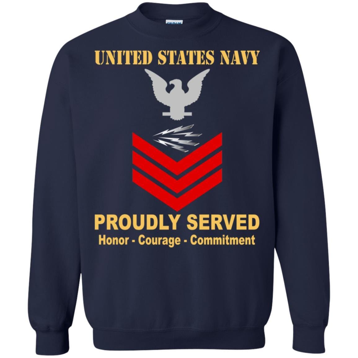 U.S Navy Radioman Navy RM E-6 Rating Badges Proudly Served T-Shirt For Men On Front-TShirt-Navy-Veterans Nation