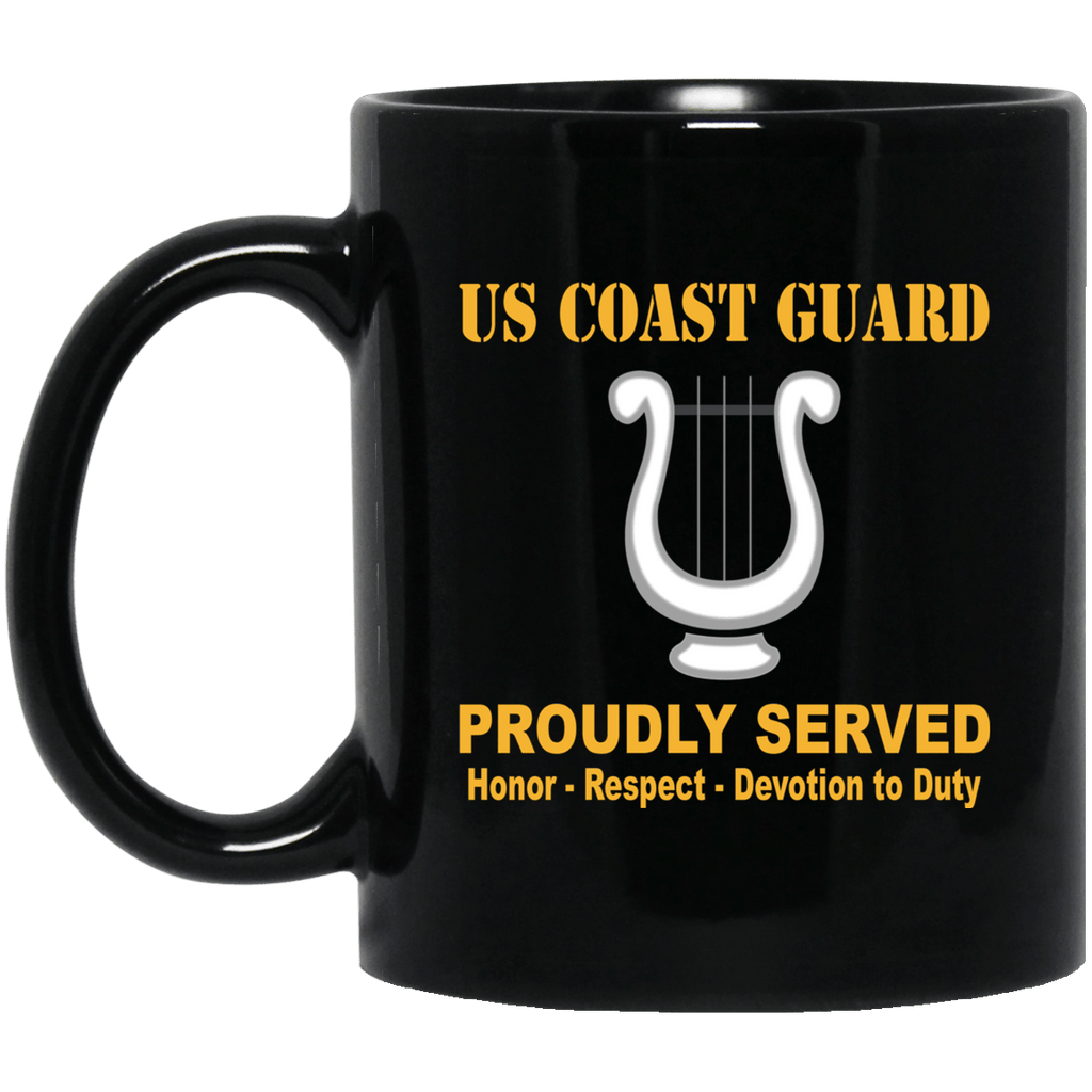 US Coast Guard Musician MU Logo Proudly Served Black Mug 11 oz - 15 oz-Mug-USCG-Rate-Veterans Nation