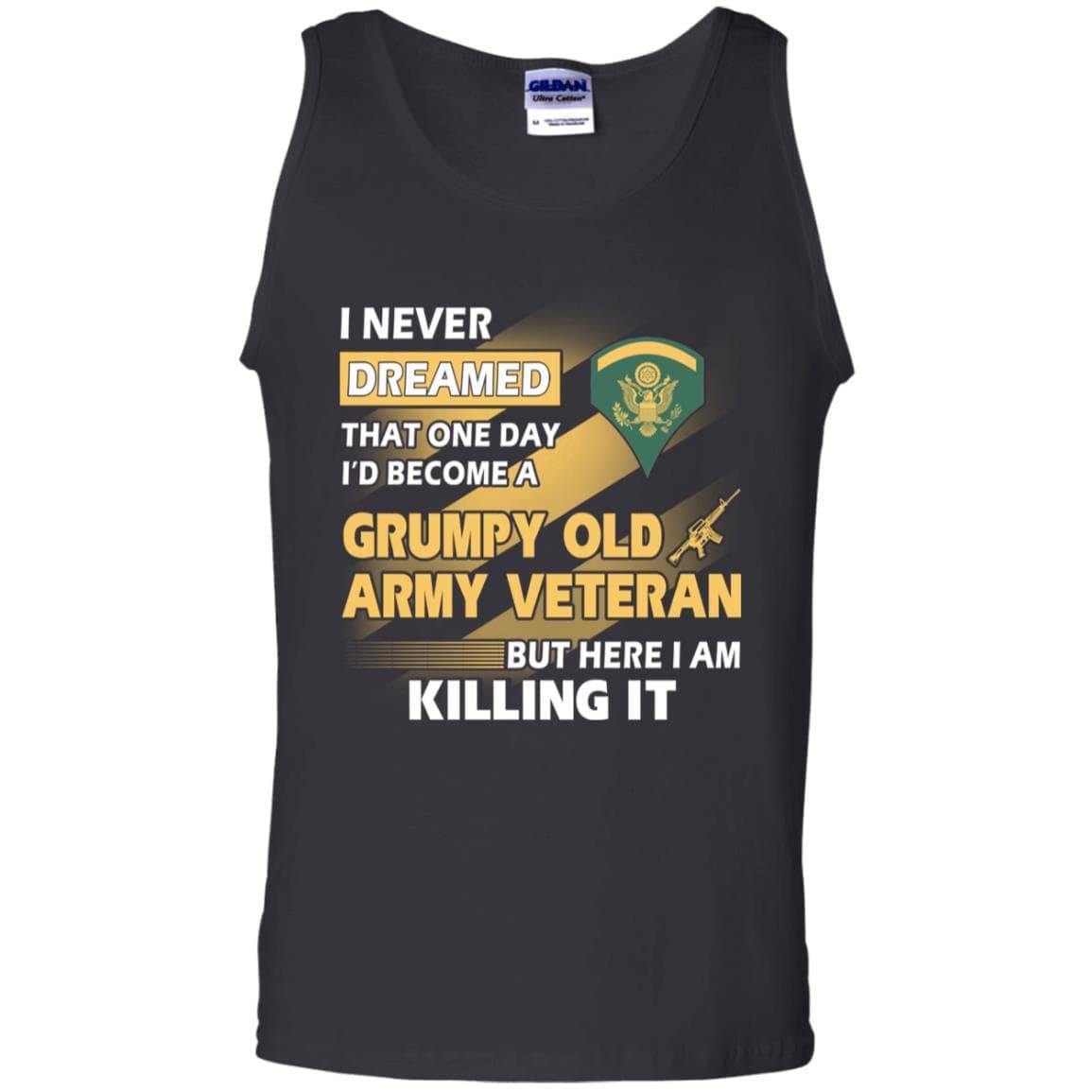 US Army T-Shirt "Grumpy Old Veteran" E-5 SPC(SP5) On Front-TShirt-Army-Veterans Nation