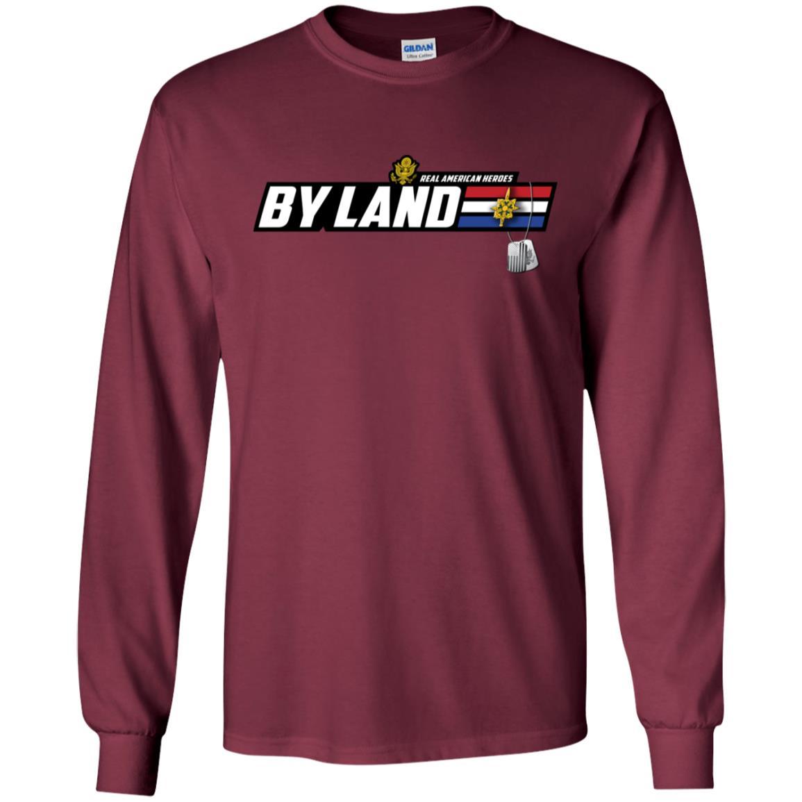 US Army T-Shirt "Military Intelligence Branch Real American Heroes By Land" On Front-TShirt-Army-Veterans Nation