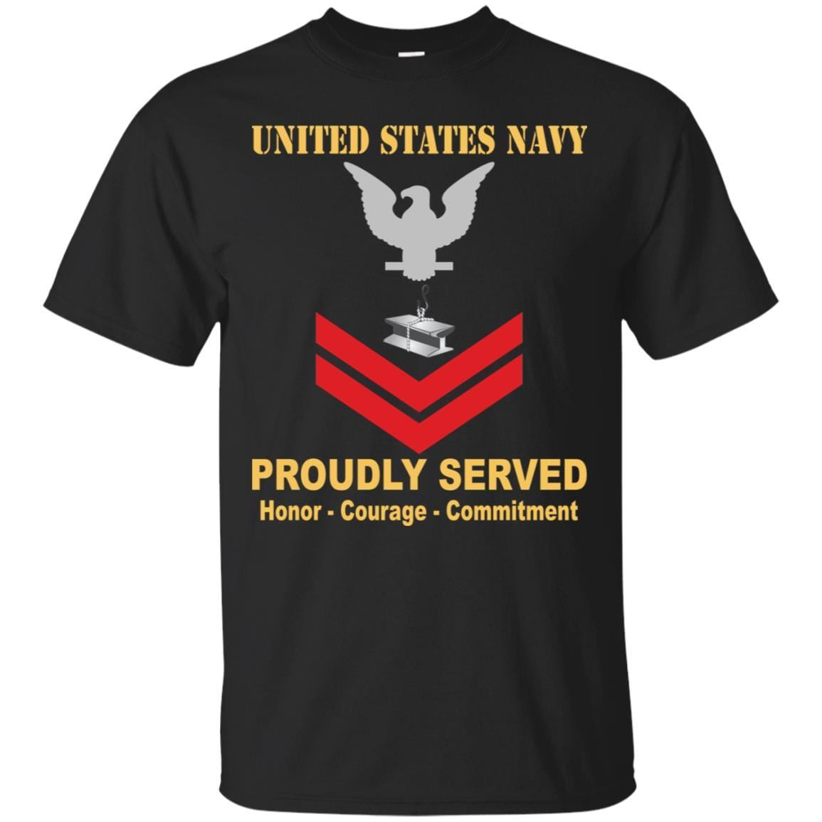 Navy Steelworker Navy SW E-5 Rating Badges Proudly Served T-Shirt For Men On Front-TShirt-Navy-Veterans Nation